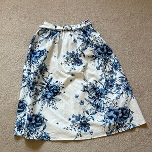 Zara A-Line Skirt with Blue Floral Pattern